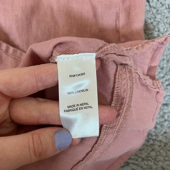 Andrea Jovine Tank Top Small Linen V Neck Pink Sleeveless Beach Boho Minimalist - Picture 6 of 11